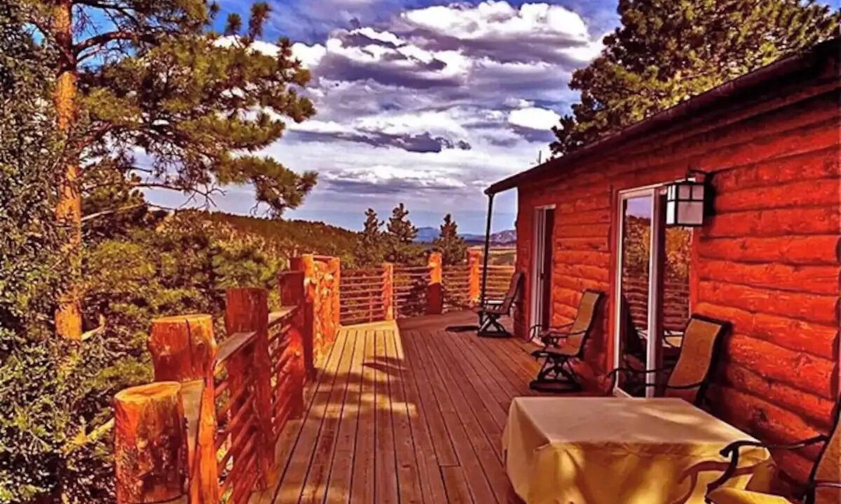 Bailey Cabin | Fawn Haven Cabin Bailey Colorado Huge Deck with View and 1 Acre Fenced Dog Run