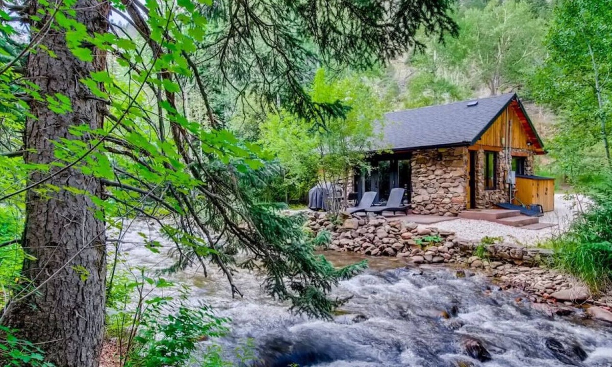 Idaho Springs Cabin | FLINT FUN & COZY Boho Mod Mountain CREEKSIDE CABIN