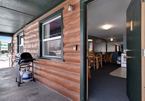 Dog-friendly lodge cabin near dining & shopping w/ shared grill & mountain views