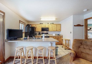 Riverfront condo with free wifi, fireplace, patio, & gas grill