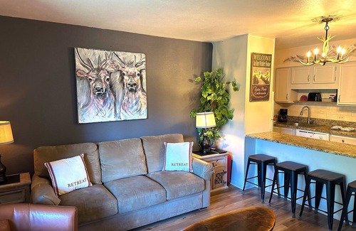 Estes Park Condo | Bright, newly updated condo with river view off deck, close to the National Park