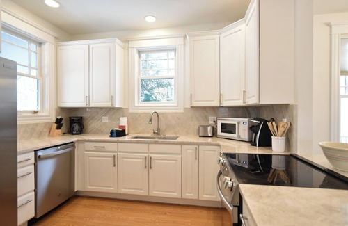 Weisshorn House | Main Street Retreat: Downtown, Mountain Views, Hot Tub