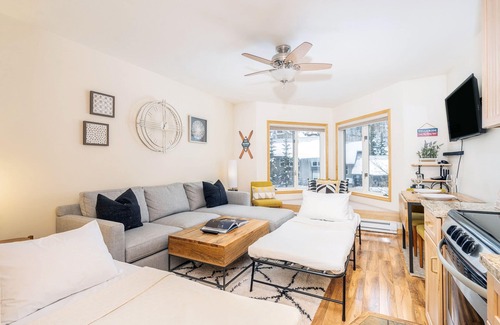 Telluride Condo | Modern Comfort with Hillside Views from Bay Window, River Trail Steps Away