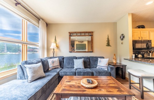 Lakeside Village Condo | Private Patio w/Lake and Mountain Views, Shared Pool, Sauna & Hot Tub!