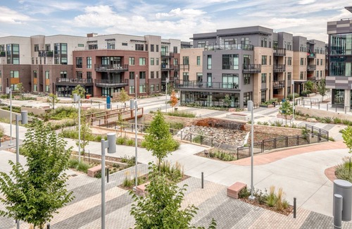 Transit Village Apartment | Sleek Boulder 1BR w/ Pool, W/D & Spa, nr Google Campus, by Blueground