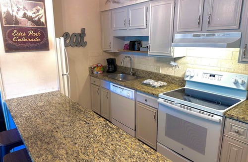 Estes Park Condo | Bright, newly updated condo with river view off deck, close to the National Park