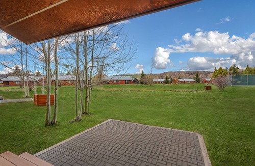 Clark Cabin | Enjoy the patio, pickleball or tennis while the kids play at the playground!