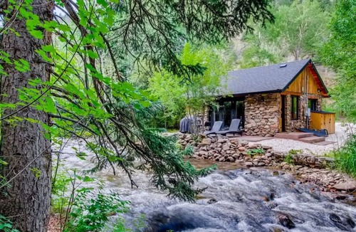 Idaho Springs Cabin | FLINT FUN & COZY Boho Mod Mountain CREEKSIDE CABIN