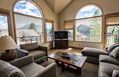 Stanley Hills Condo | Gorgeous home with private hot tub, large deck, and views of the Estes Valley