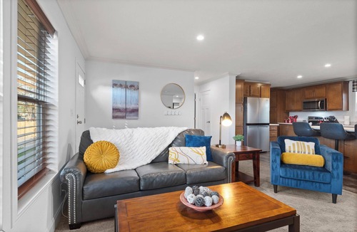 Dupont House | HOT TUB - Entire NEW Home - Walk to Light Rail - King Beds - Firepit Theatre
