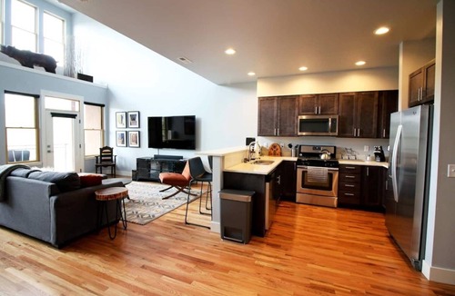 Salida Condo | Lofted condo on the boat ramp, downtown Salida, king bed plus super comfortable queen murphy bed and sleeper sofa. Two levels, two bathrooms, parking spot in garage included.