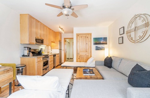 Telluride Condo | Modern Comfort with Hillside Views from Bay Window, River Trail Steps Away