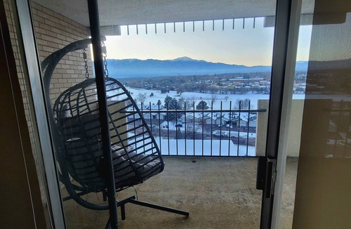 Southeast Colorado Springs Condo | Mountain Views! 2 bdrm, full home, 10th floor- 48ft balcony Pike's Peak sunsets!