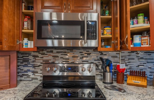 Breckenridge Condo | Newly Renovated! - Backyard Forest View on All Three Floors, 30' to Pool/Hot Tub