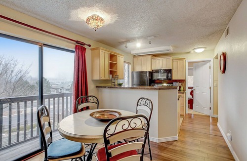 Englewood Condo | Partial view of Rocky Mountains from balcony!