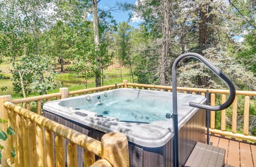 Green Valley Cabin | Private Hot Tub & Pond: Conifer Log Cabin