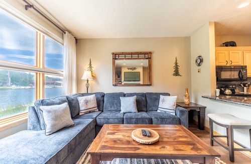 Lakeside Village Condo | Private Patio w/Lake and Mountain Views, Shared Pool, Sauna & Hot Tub!