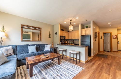 Lakeside Village Condo | Private Patio w/Lake and Mountain Views, Shared Pool, Sauna & Hot Tub!
