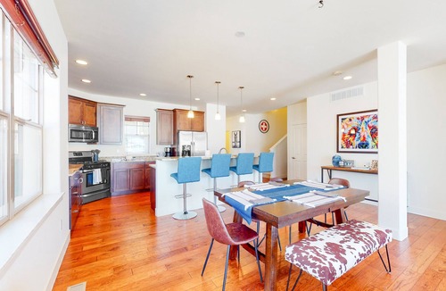 Eagle House | Stunning dog-friendly home with mountain view, fireplace, kitchen, patio, & W/D