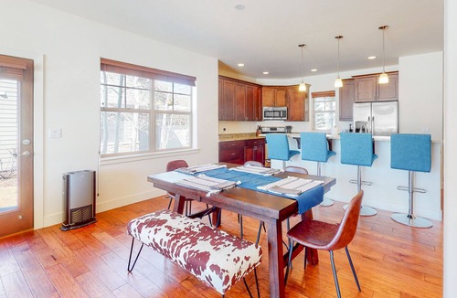 Eagle House | Stunning dog-friendly home with mountain view, fireplace, kitchen, patio, & W/D