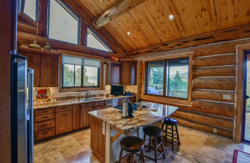 Pleasant Valley House | STUNNING views from luxury log home on 44 acres! Two masters! Over 4000 sq feet.