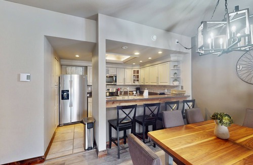 Peak 9 Condo | Upscale condo with balcony, pool, & hot tub - walk to lifts/Main Street