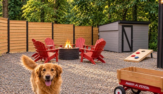Creekside Deck Covered BBQ Fire Pit King Bed