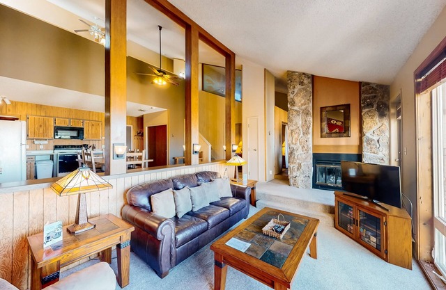 Ski-in/ski-out condo with loft, pool, basketball court & mountain-view balcony