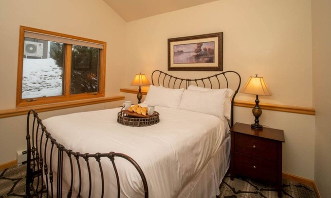 Stanley Hills Condo | Enchanting condo with fireplace, patio, and private hot tub!