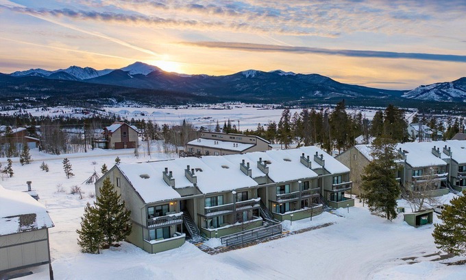 Fraser Condo | Free Shuttle Route! Covered Balcony with Views, Fireplace - Outdoor Pool, Hot Tub + Athletic Club