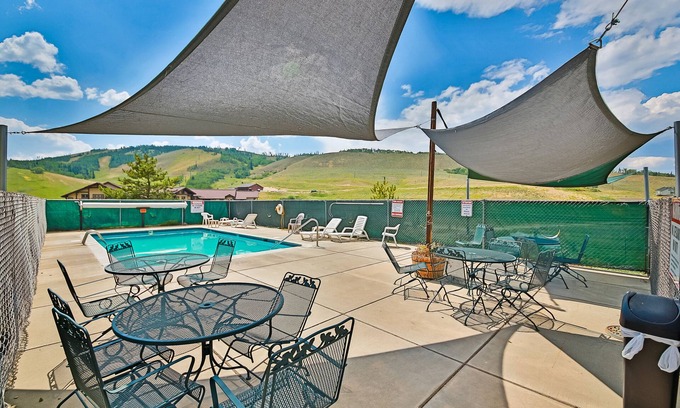 Silvercreek Condo | Mountain manor with fireplace, tennis, balcony, heated pool, & amazing view