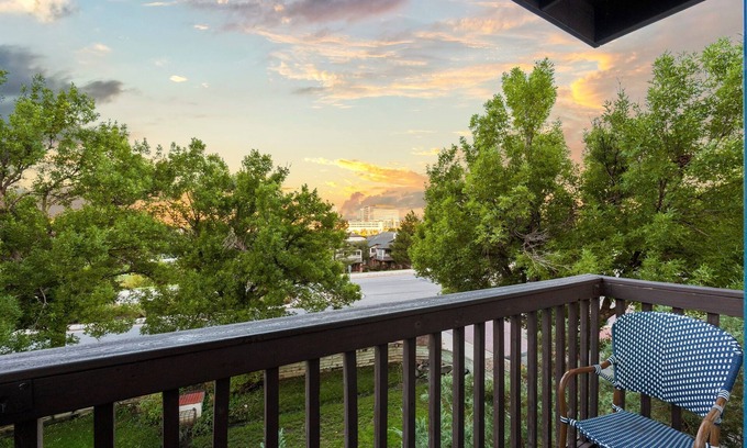 Englewood Condo | Partial view of Rocky Mountains from balcony!
