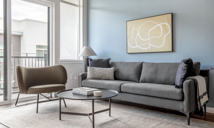 Transit Village Apartment | Sleek Boulder 1BR w/ Pool, W/D & Spa, nr Google Campus, by Blueground
